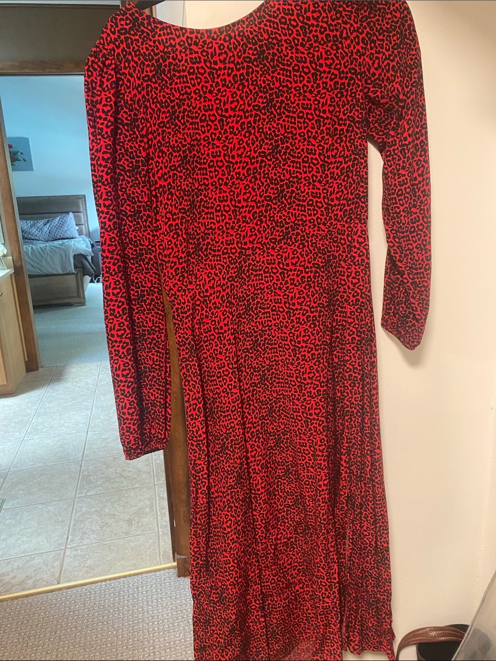 LOFT Red and Black Leopard Print Maxi Dress
